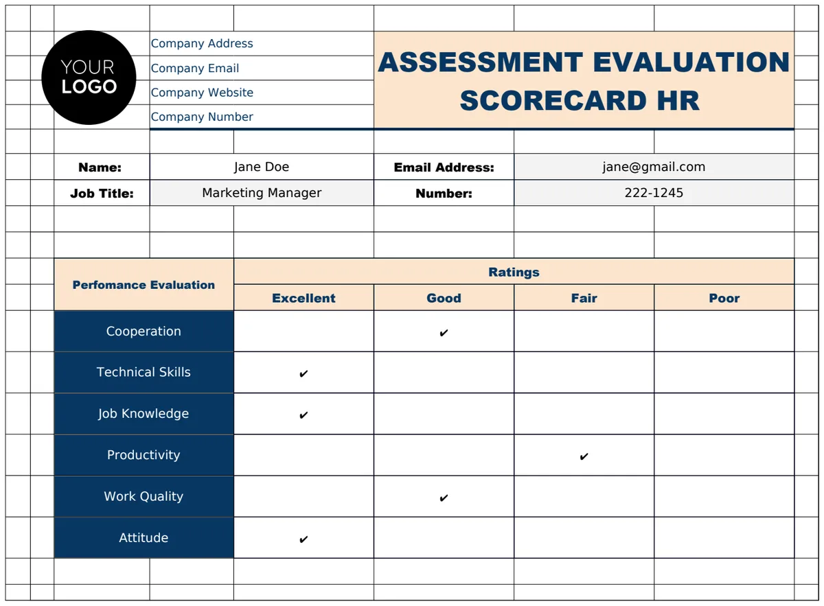Assessment Evaluation Scorecard HR Template preview