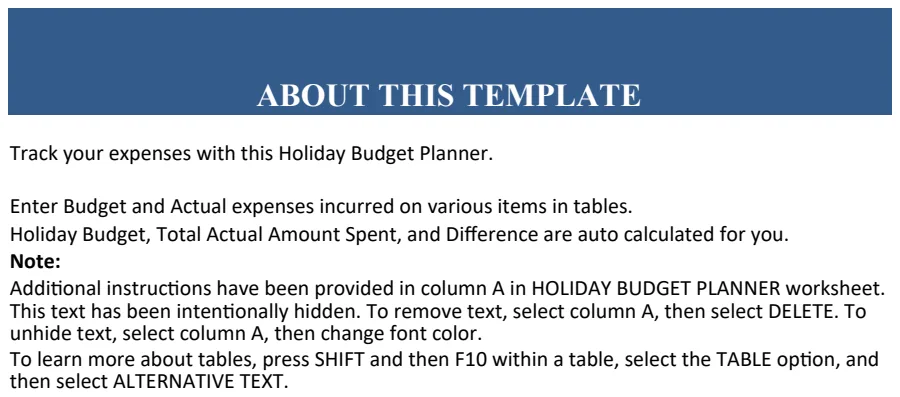 Holiday Budget Planner preview