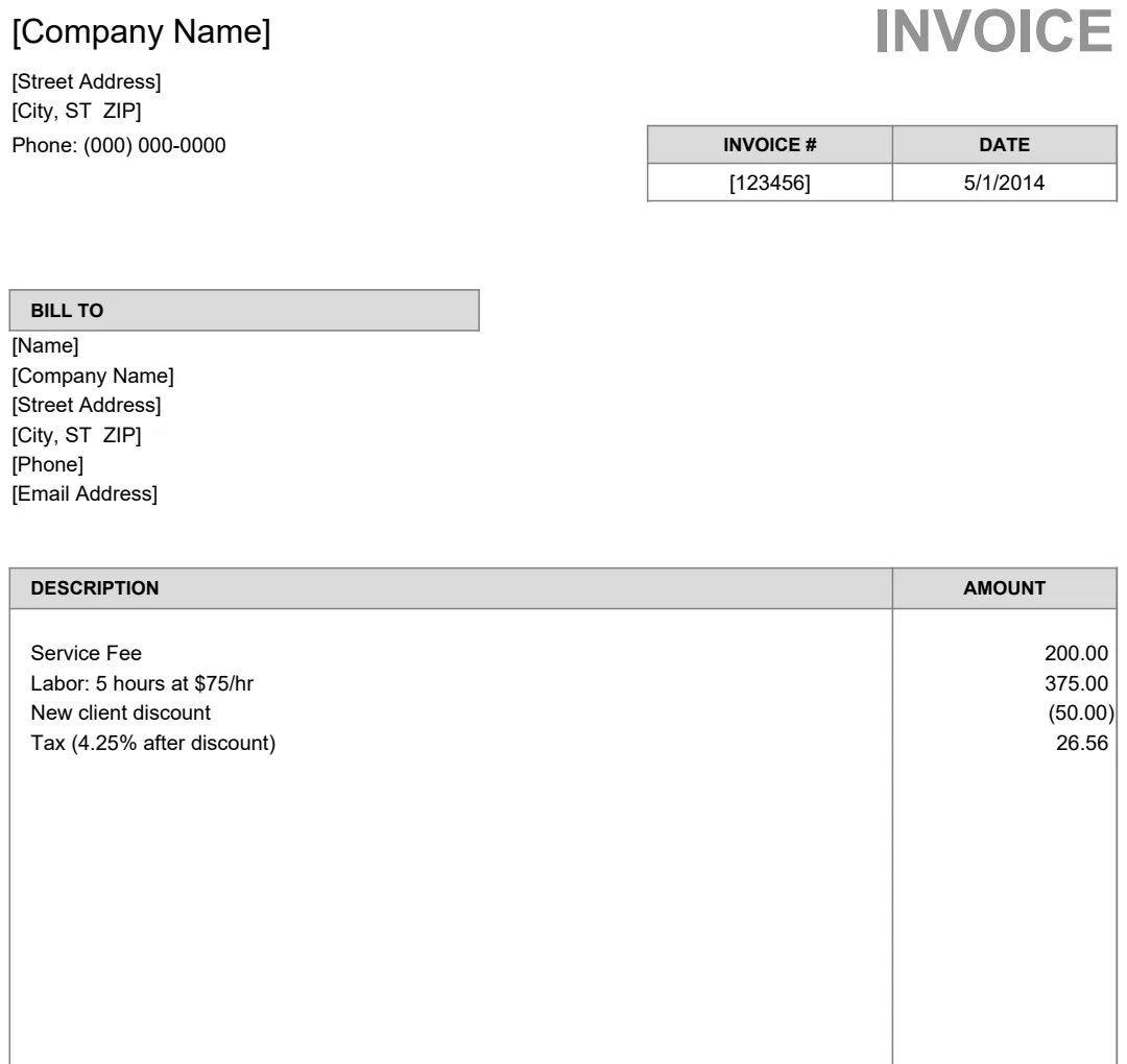 Basic Invoices (Printable) preview