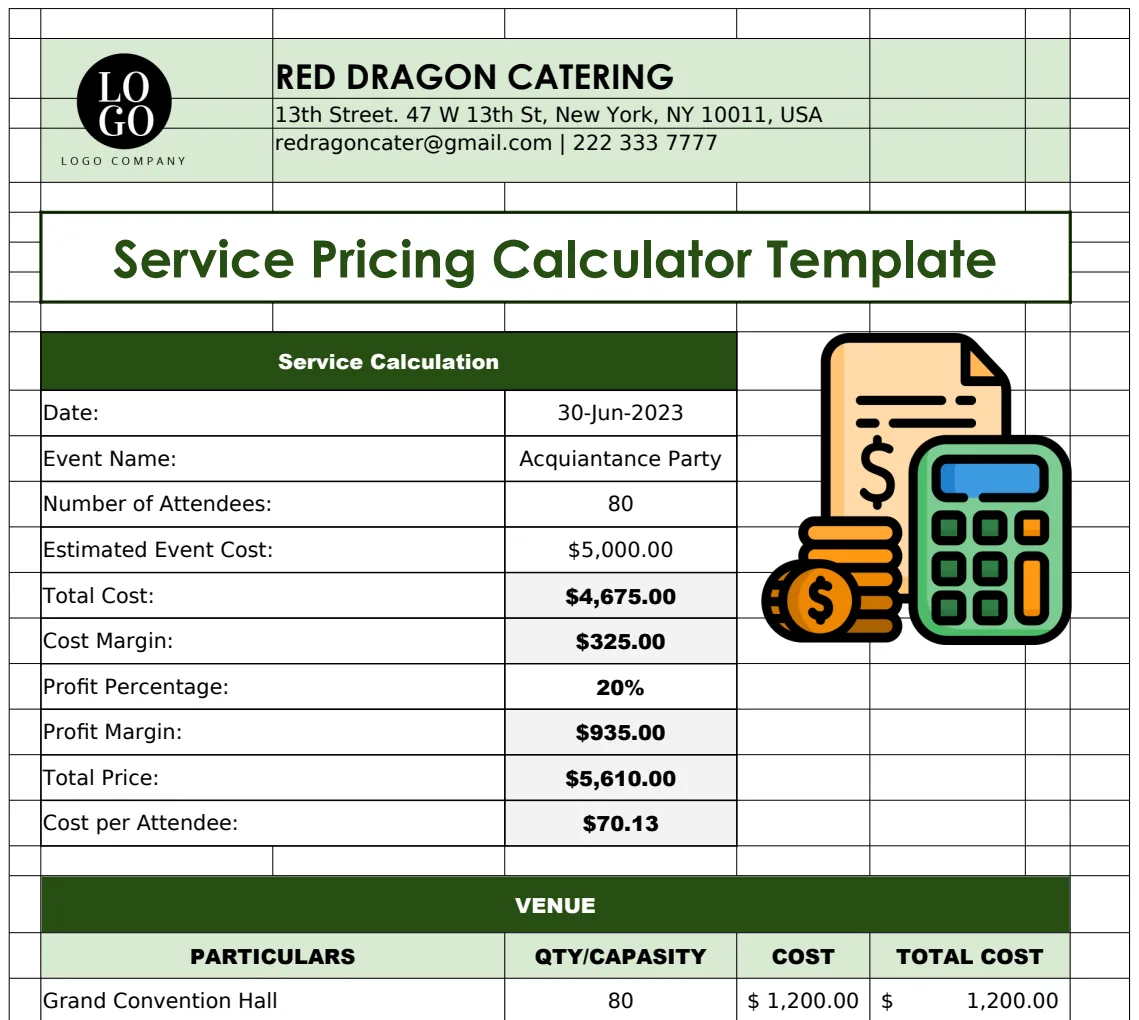 Service Pricing Calculator Template preview