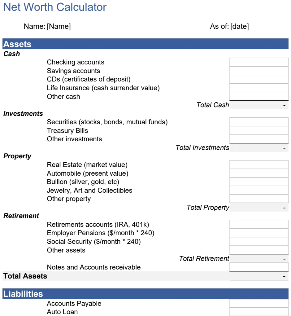 Net Worth Calculator preview