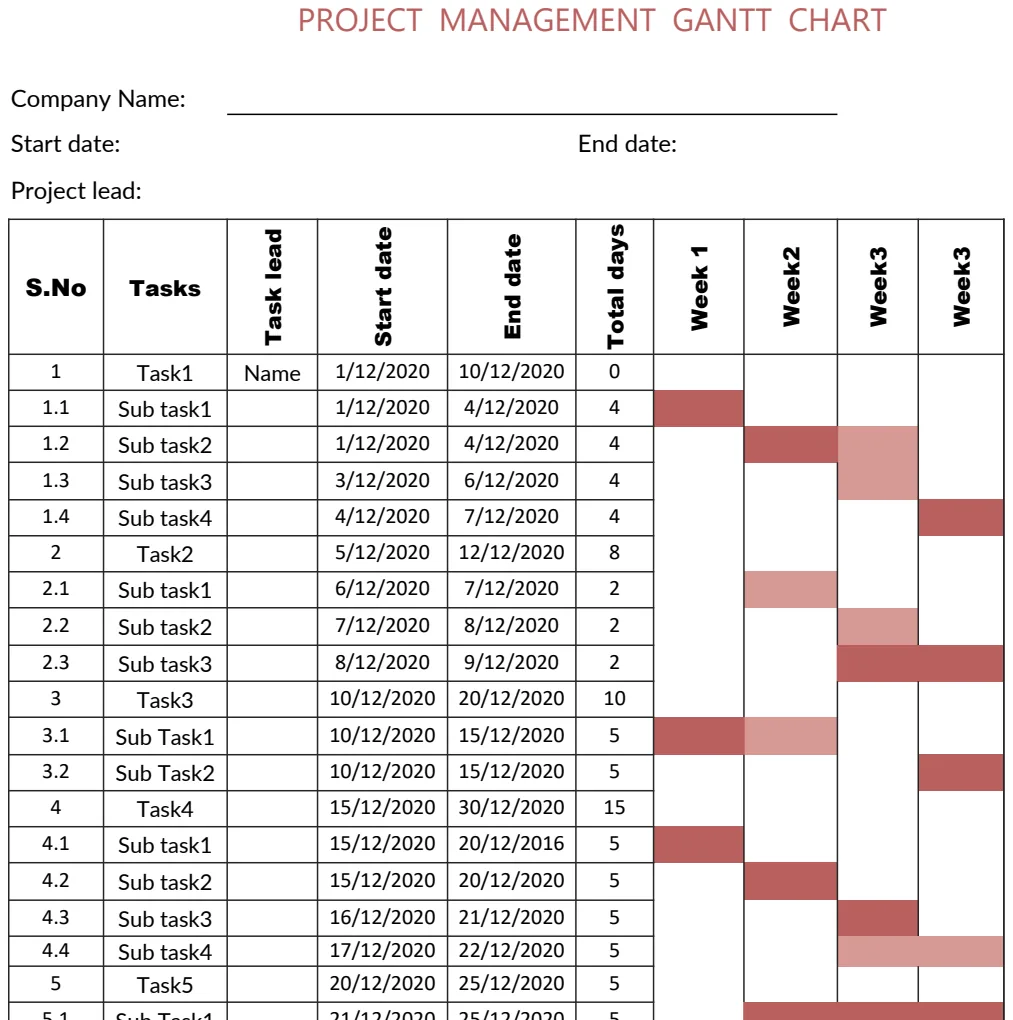 Project Management Gantt Chart Template preview