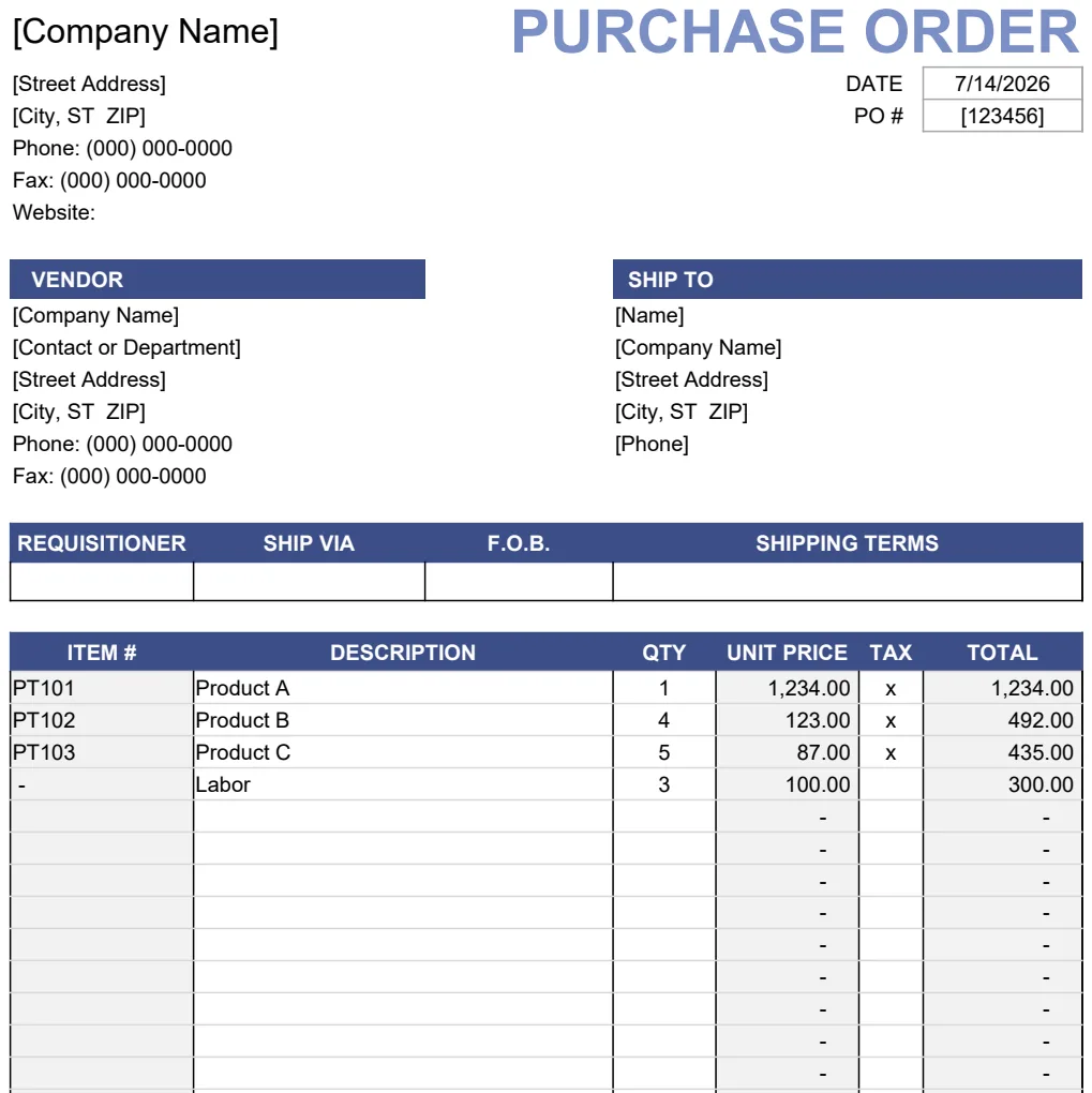 Purchase Order & Price List Manager preview