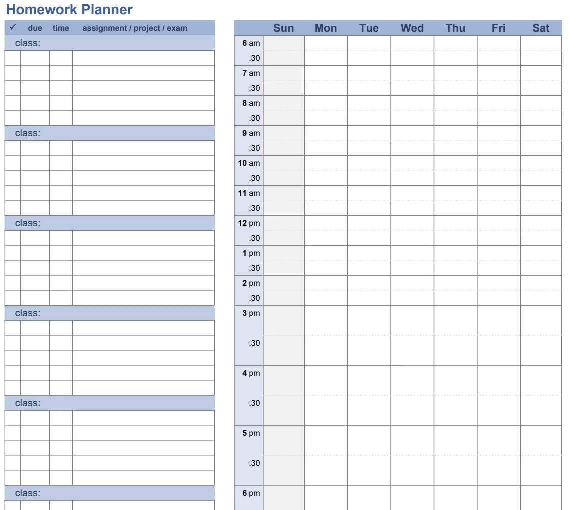 Homework Planner preview