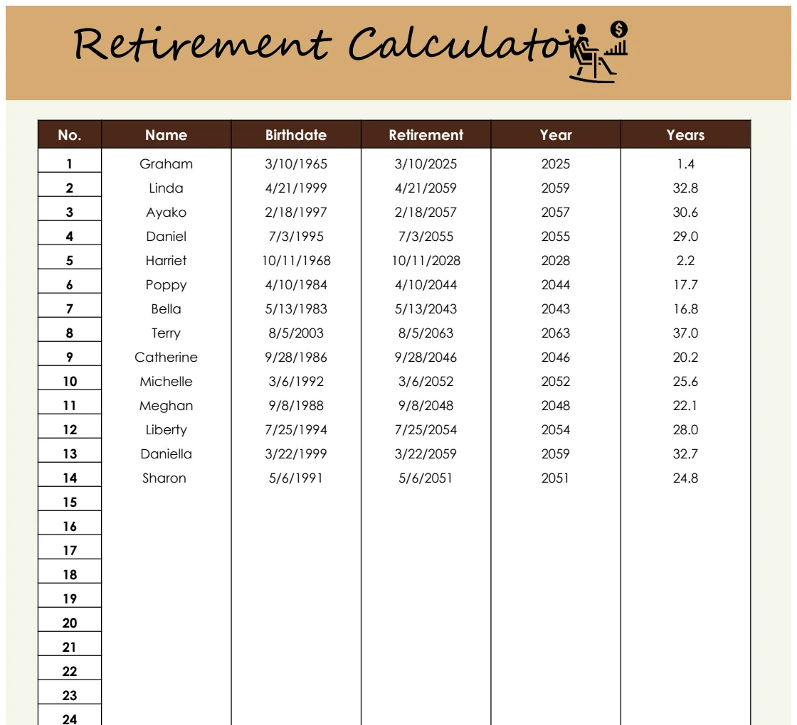 Retirement Calculator preview