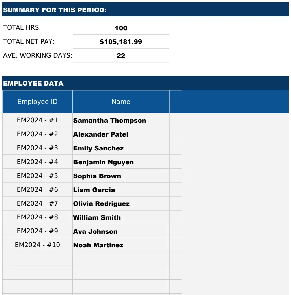 Automated Finance Payroll Calculator Template preview
