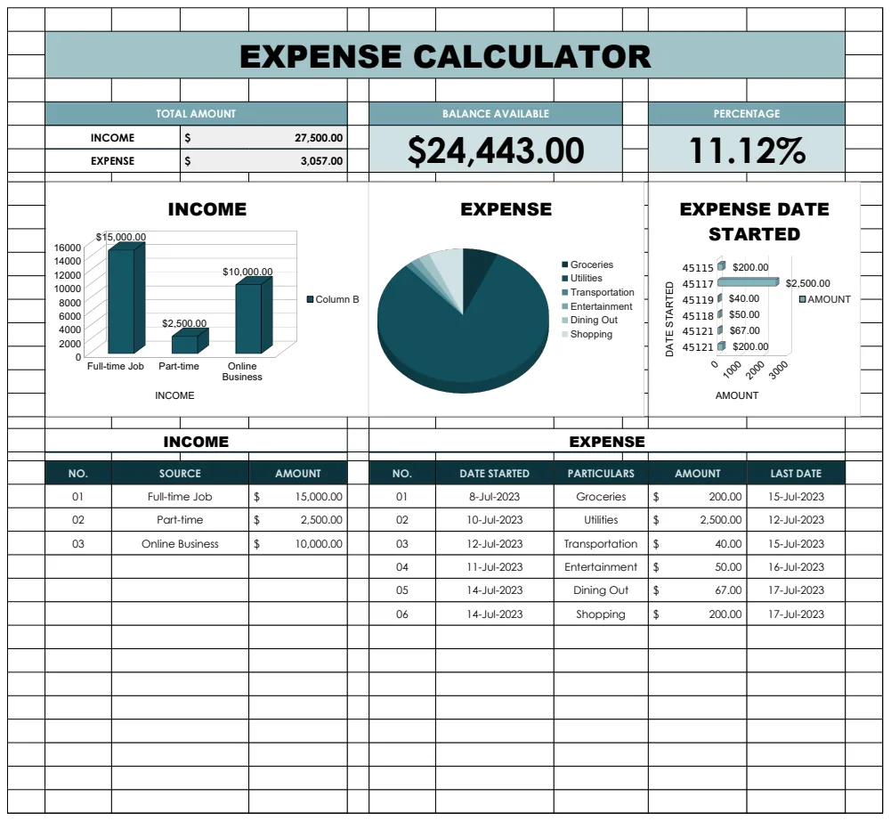 Expenses Calculator Template preview