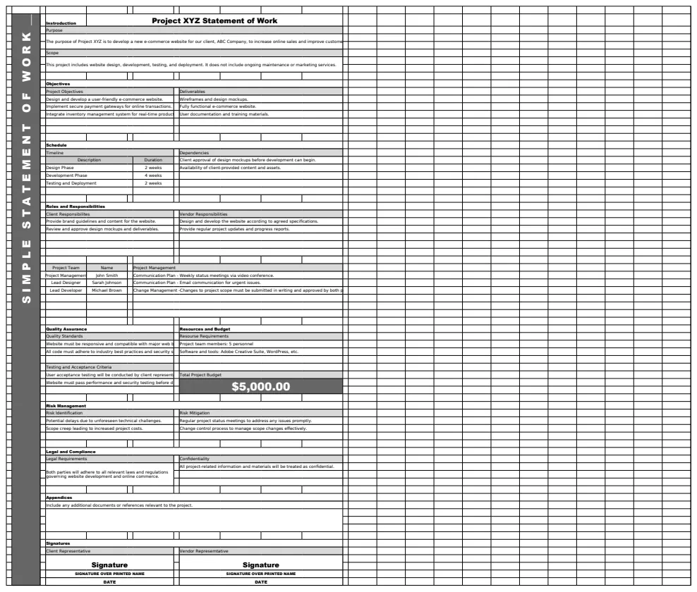 Simple Statement of Work Template preview