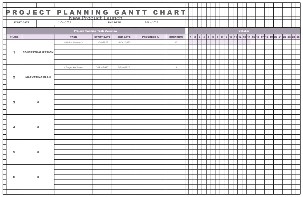 Project Planning Gantt Chart preview