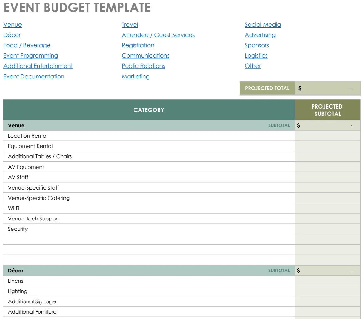 Event Budget Template preview