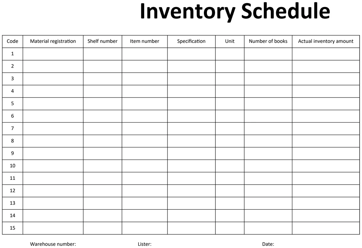 Inventory Schedule preview