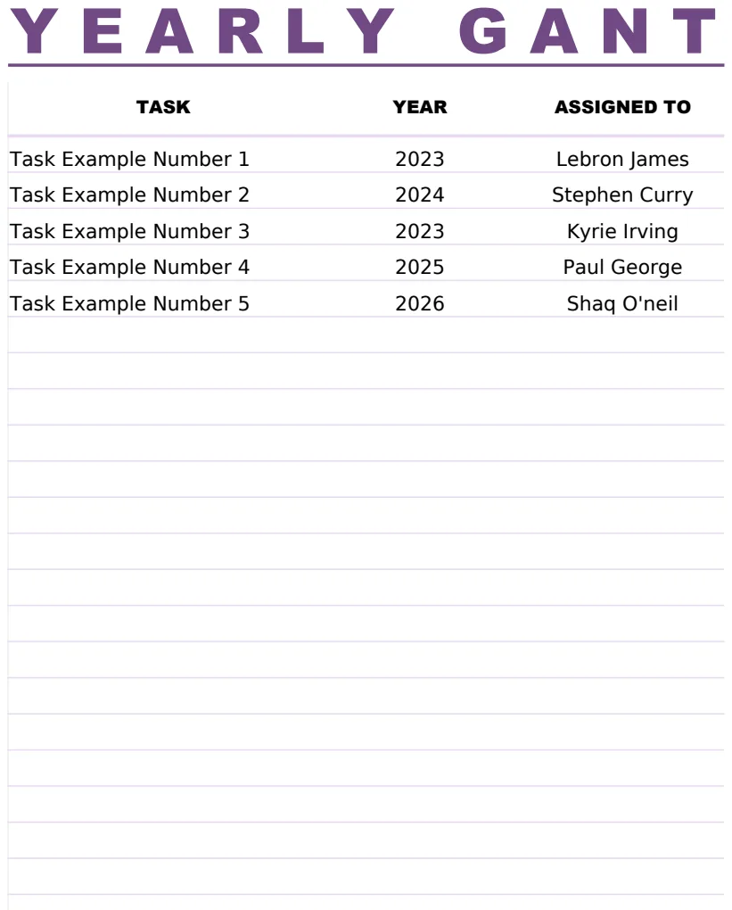 Yearly Gantt Chart Template preview