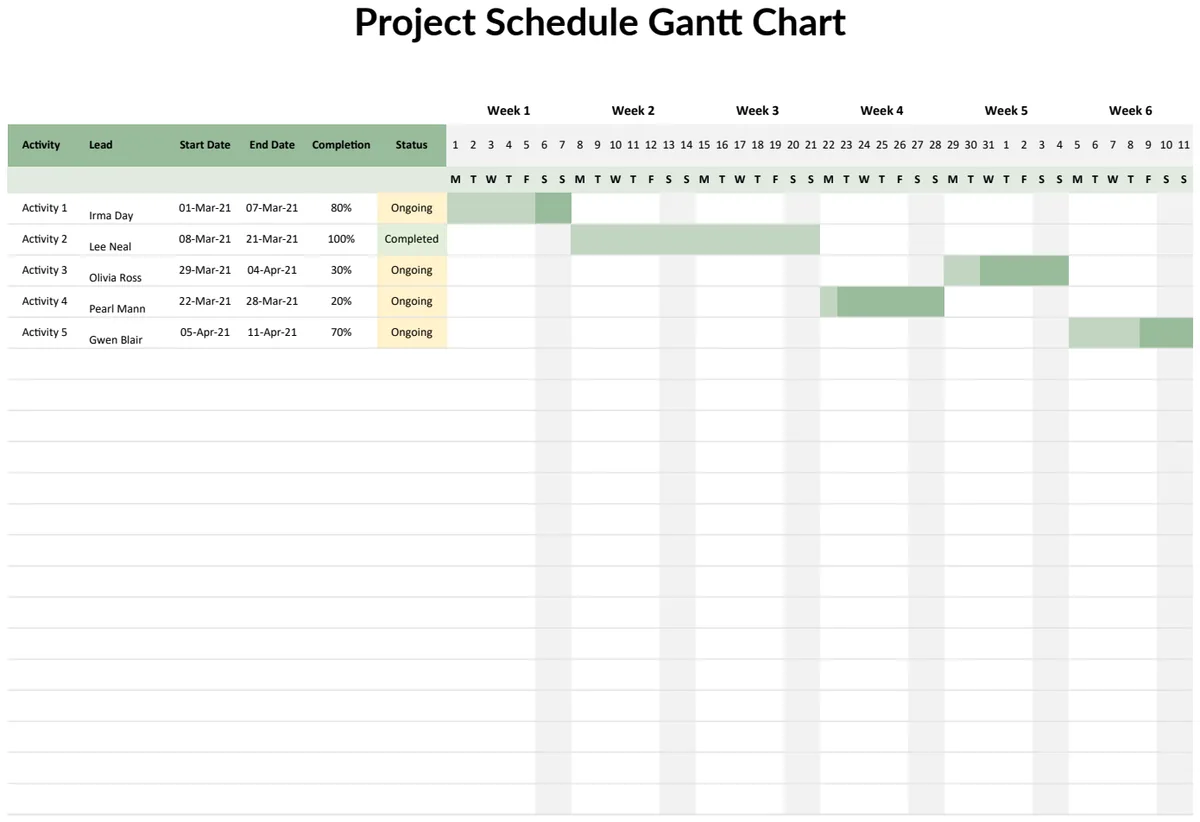 Project Schedule Gantt Chart preview