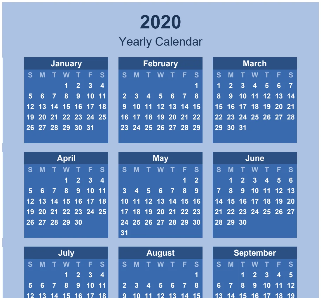 Yearly Calendar Portrait Bold Theme preview