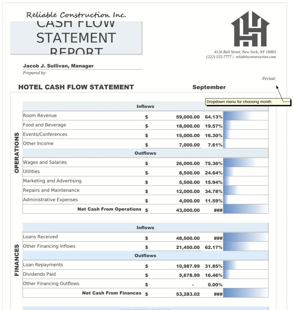 Cash Flow Statement Report Template preview