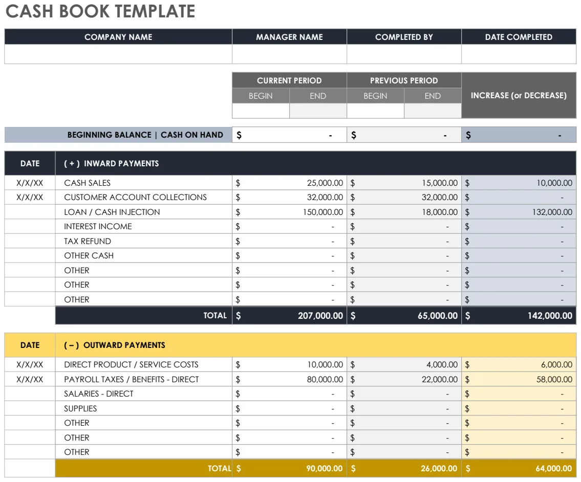 Cash Book Template preview