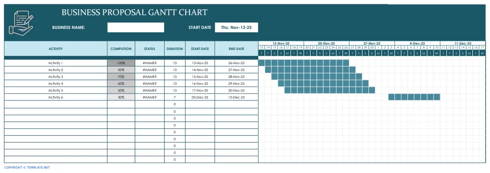 Business Proposal Gantt Chart preview