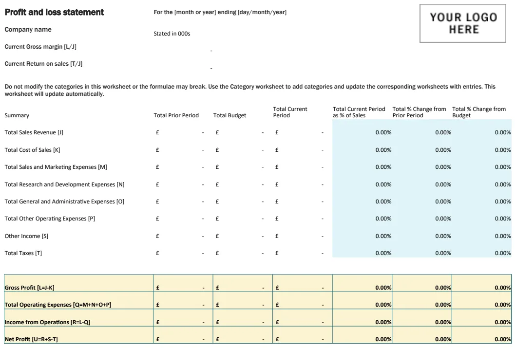 Profit and Loss Statement (with logo) preview