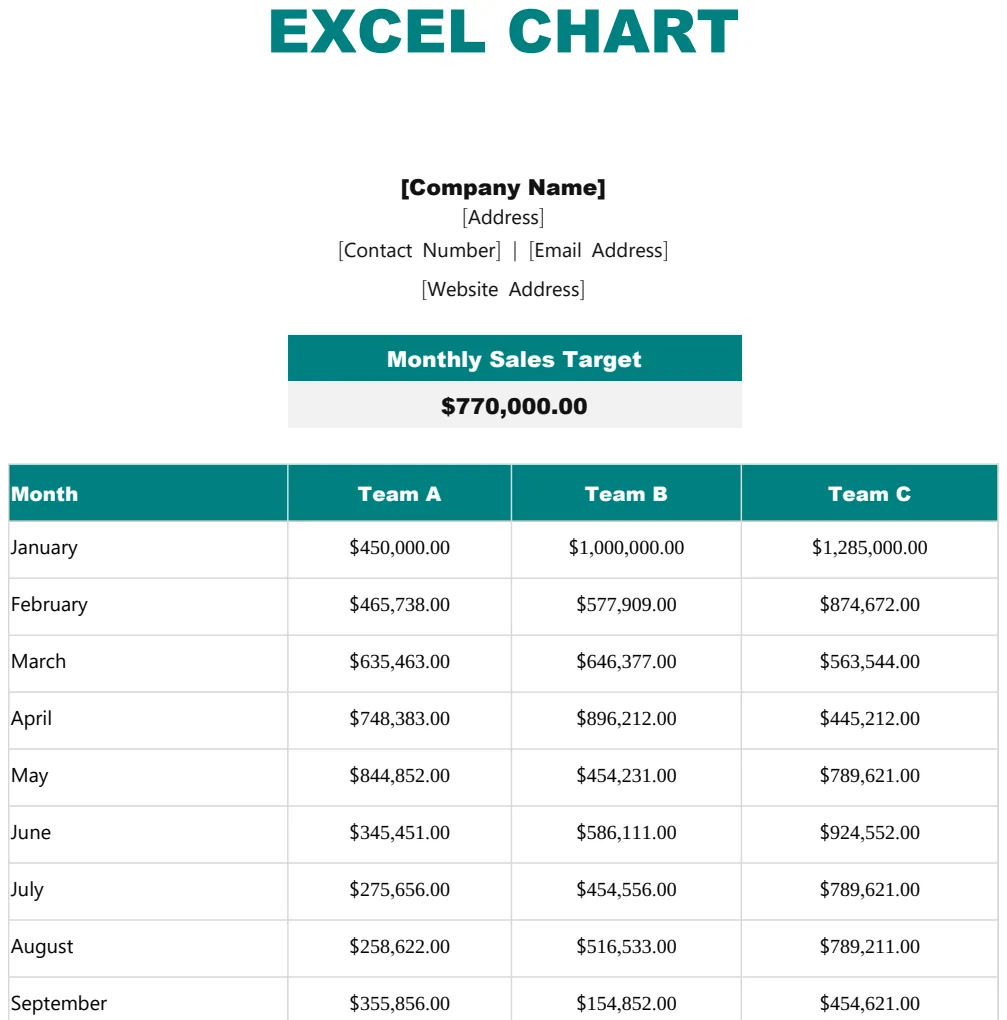 Excel Chart Template preview