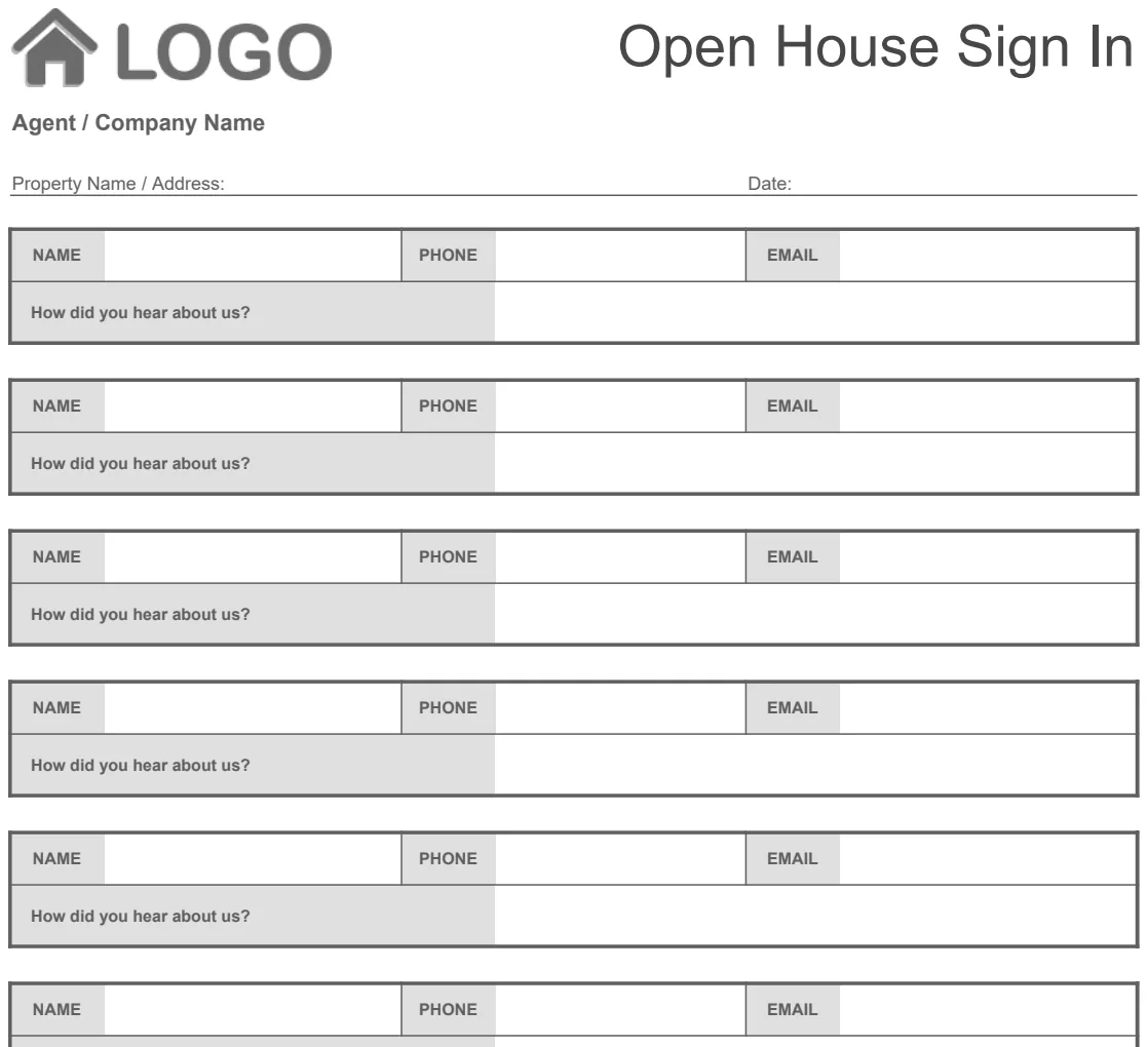 Open House Sign-In Sheet preview