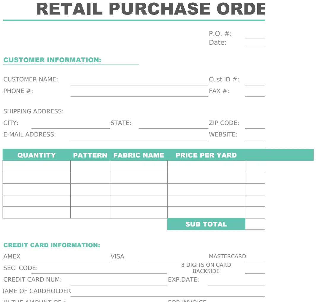 Retail Purchase Order Template preview