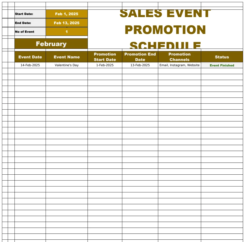 Sales Event Promotion Schedule Template preview