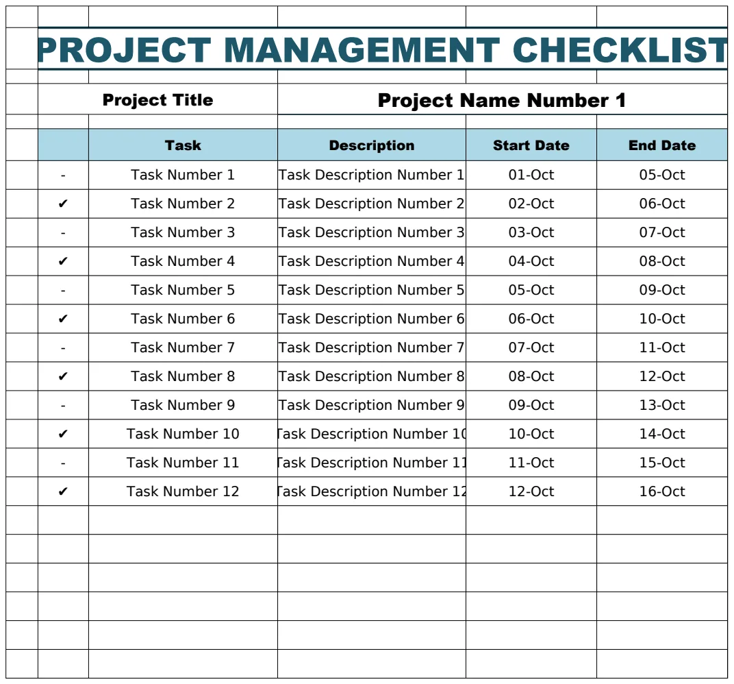 Project Management Checklist Template preview