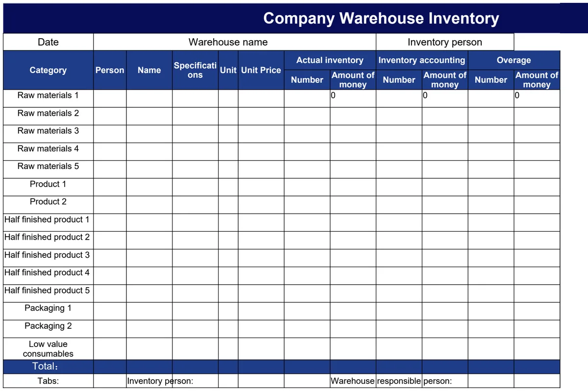 Company Warehouse Inventory preview