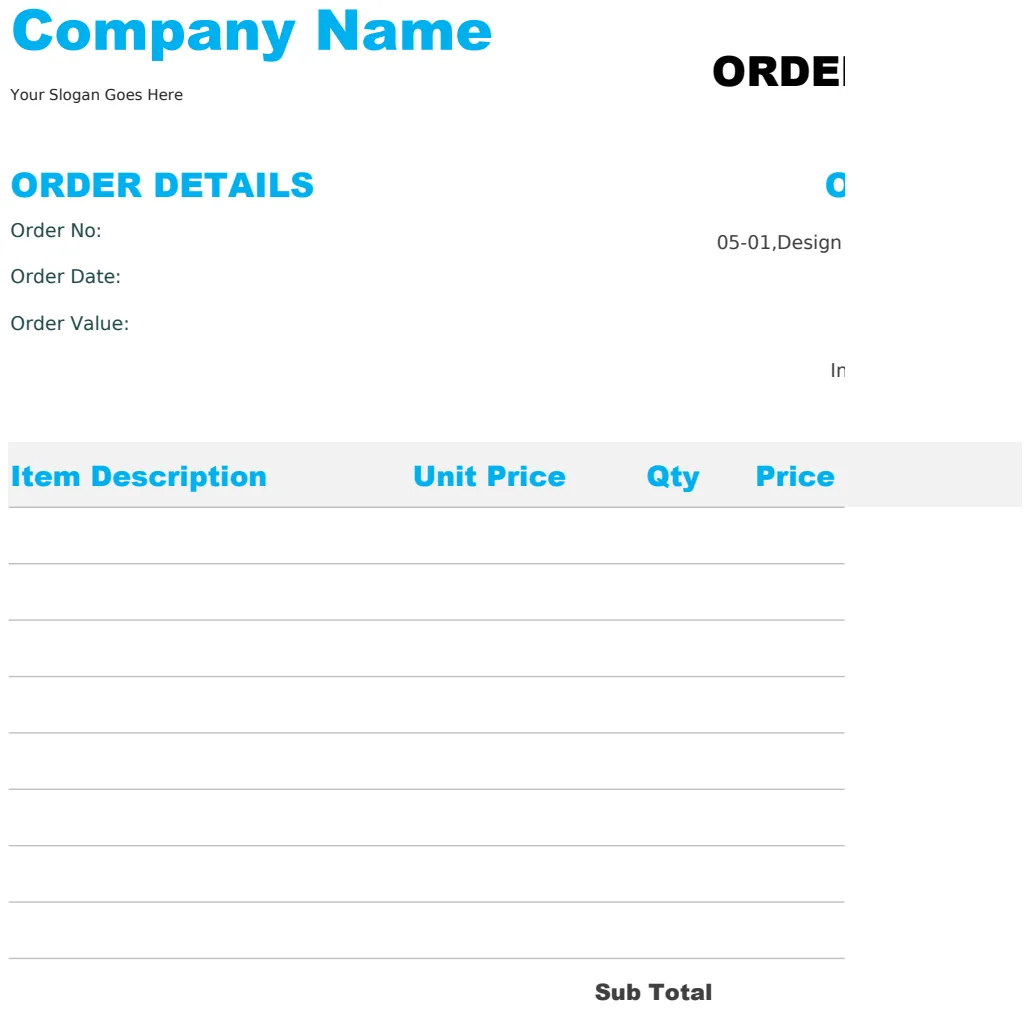 Order Form with Company Branding preview