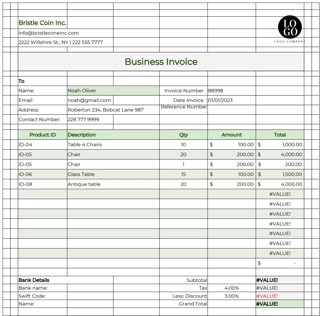 Business Invoice Template template preview