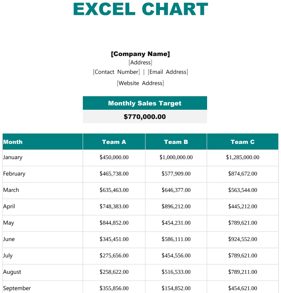 Excel Chart Template preview