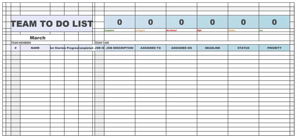 Team To Do List Template preview