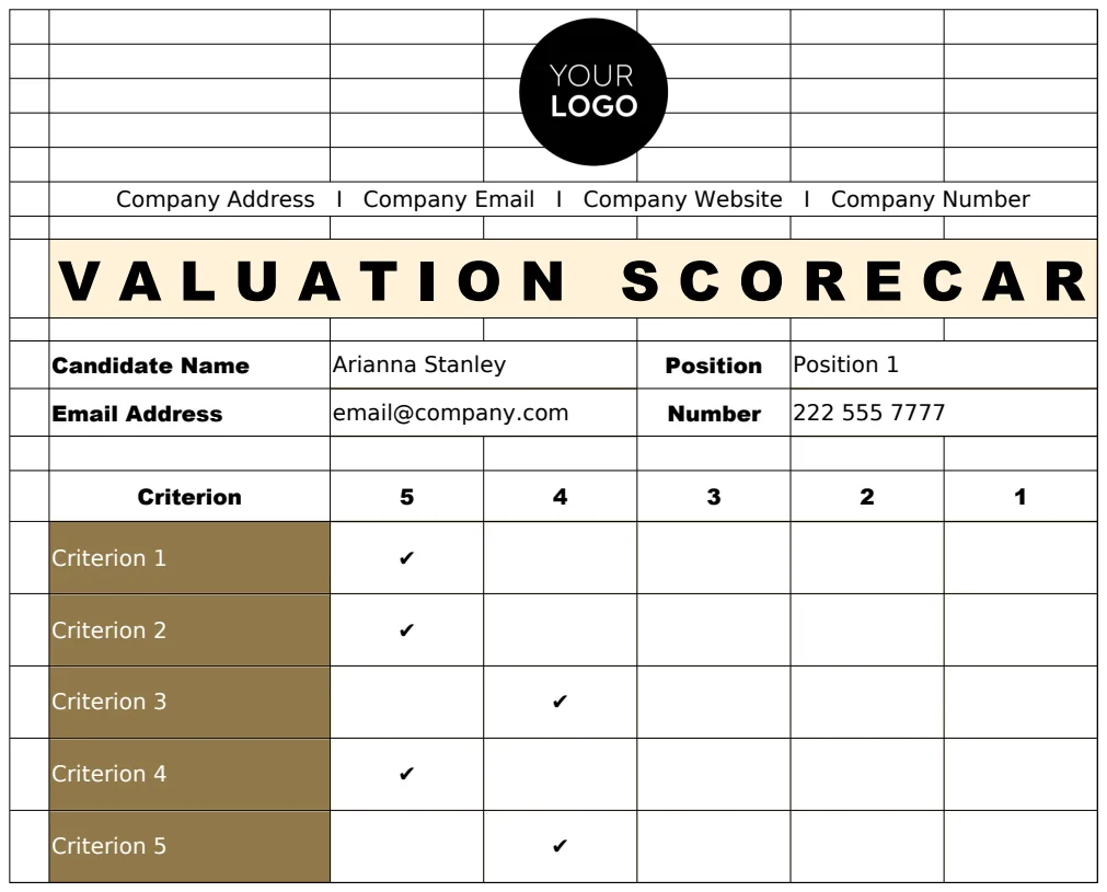 Candidate Evaluation Scorecard HR Template preview