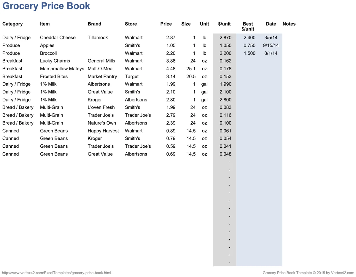 Grocery Price Book preview