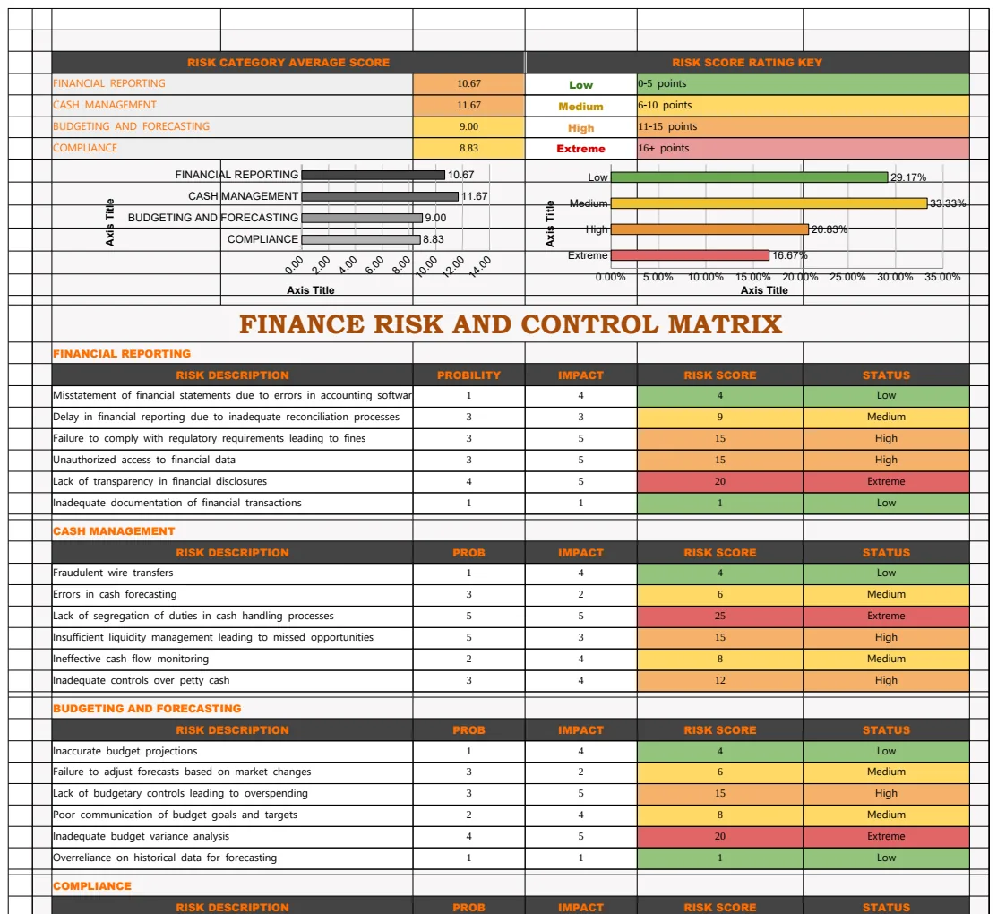 Finance Risk and Control Matrix Template preview