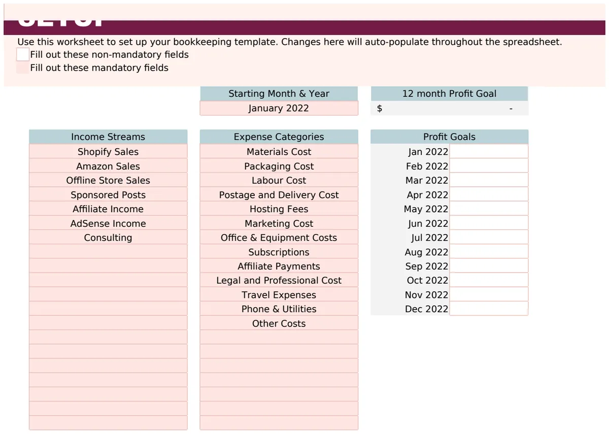 Business Bookkeeping Excel Spreadsheet preview
