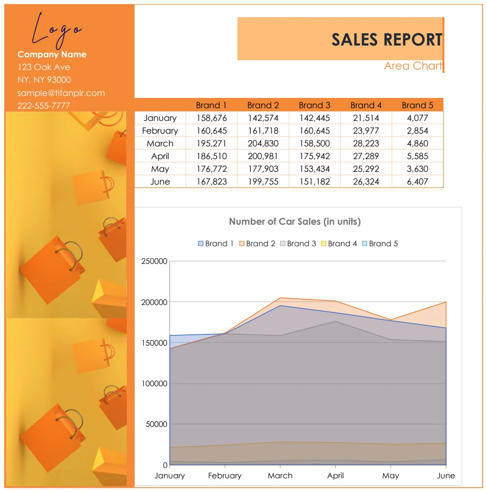 Sales Report Area Chart preview