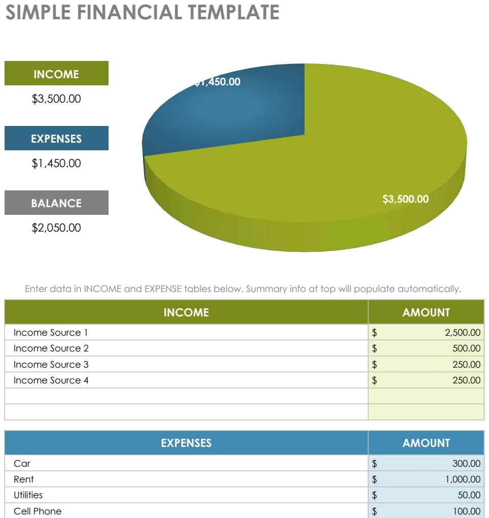 Simple Financial Template preview