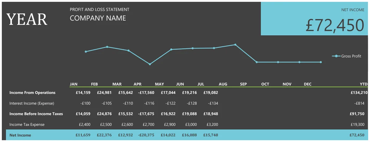 Profit and Loss Statement preview