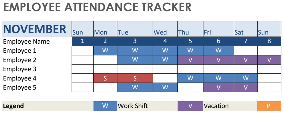 Employee Attendance Tracker Template preview