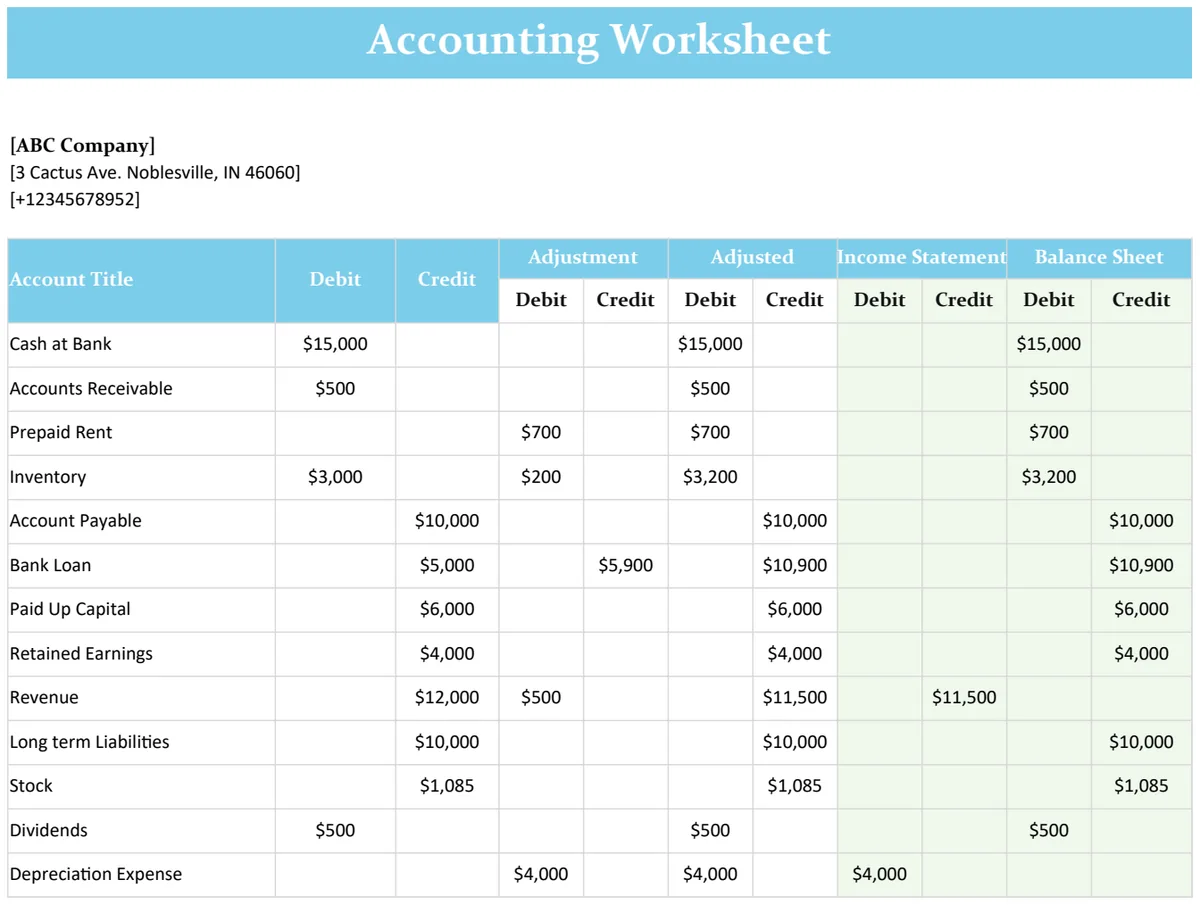 Accounting Worksheet preview