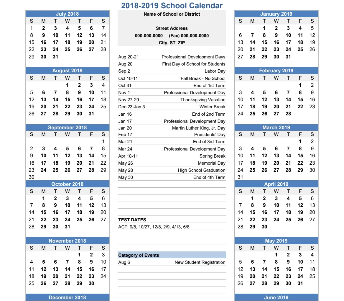 School District Calendar preview