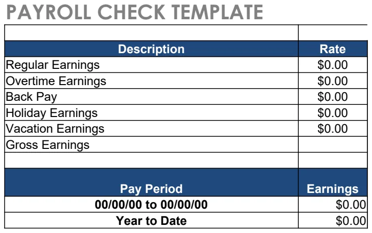 Payroll Check Template preview