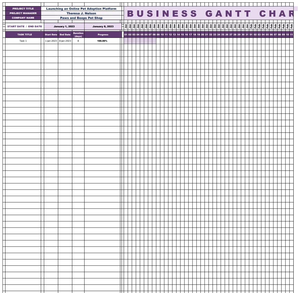 Business Gantt Chart Template preview