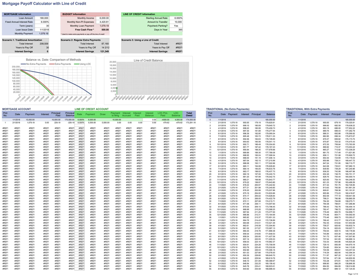 Mortgage Payoff Calculator with Line of Credit preview