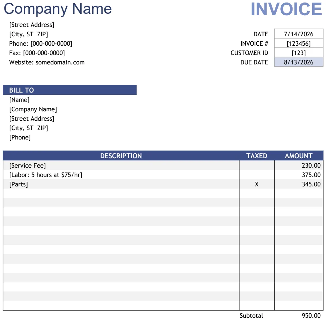 Invoice Template preview