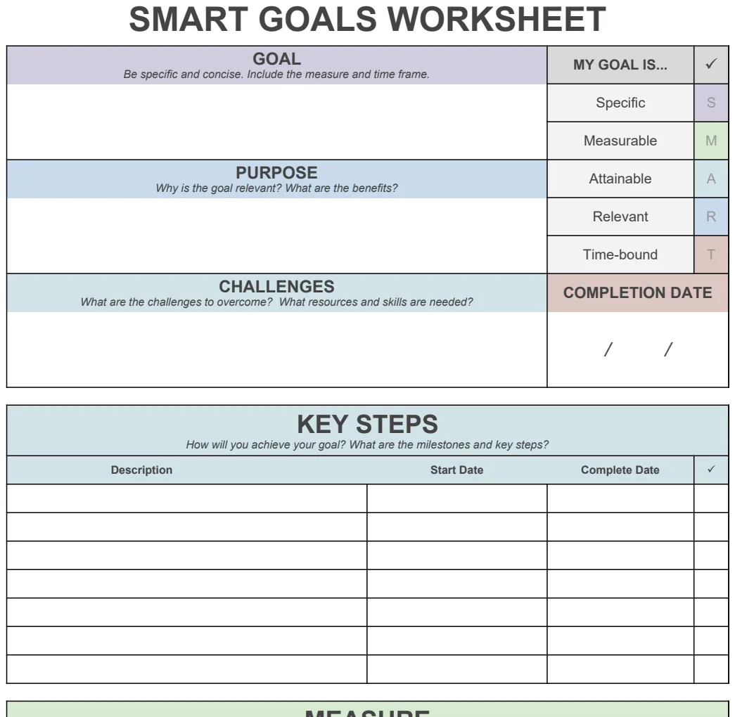 SMART Goals Worksheet preview