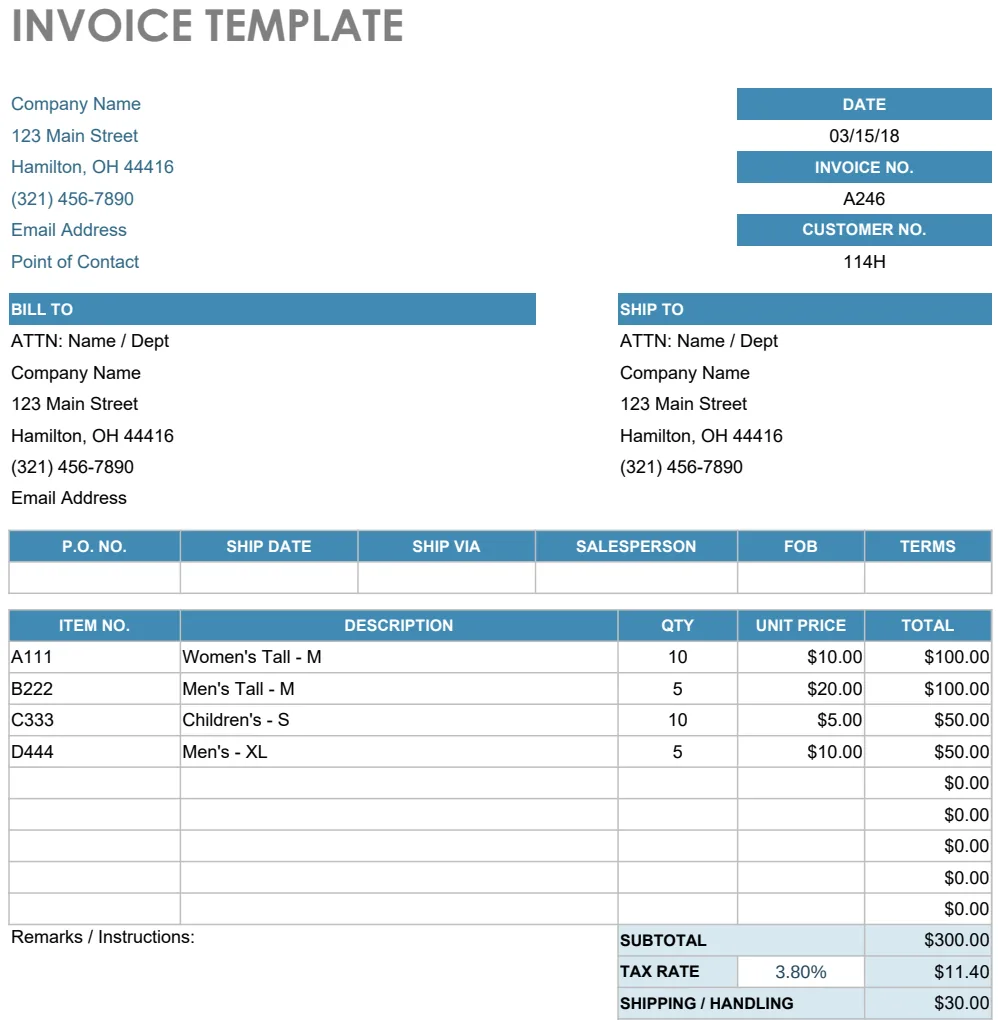 IC Simple Invoice Template preview