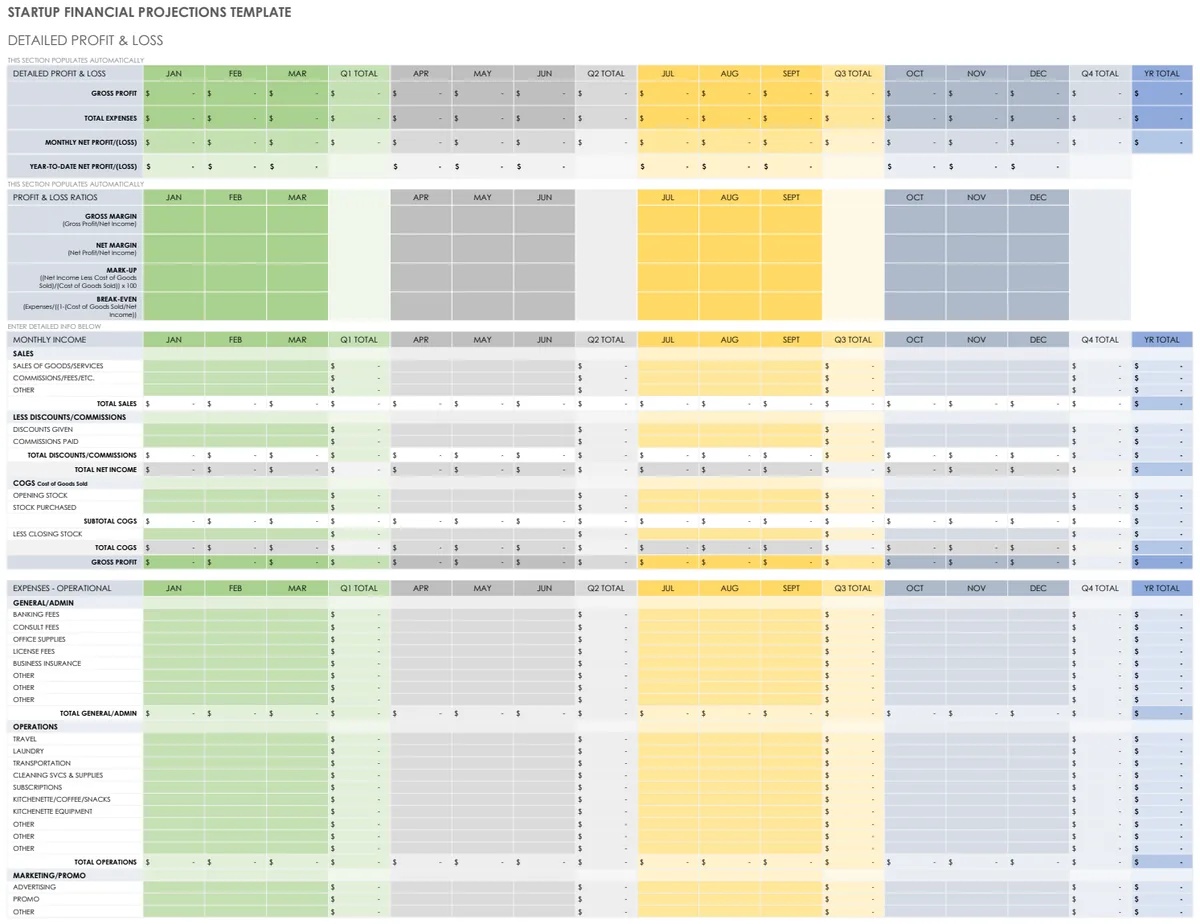 Startup Financial Projections Template preview