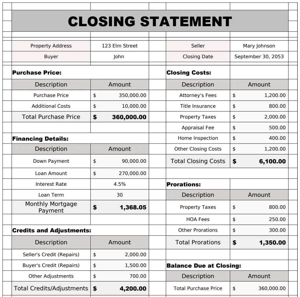 Closing Statement Template preview
